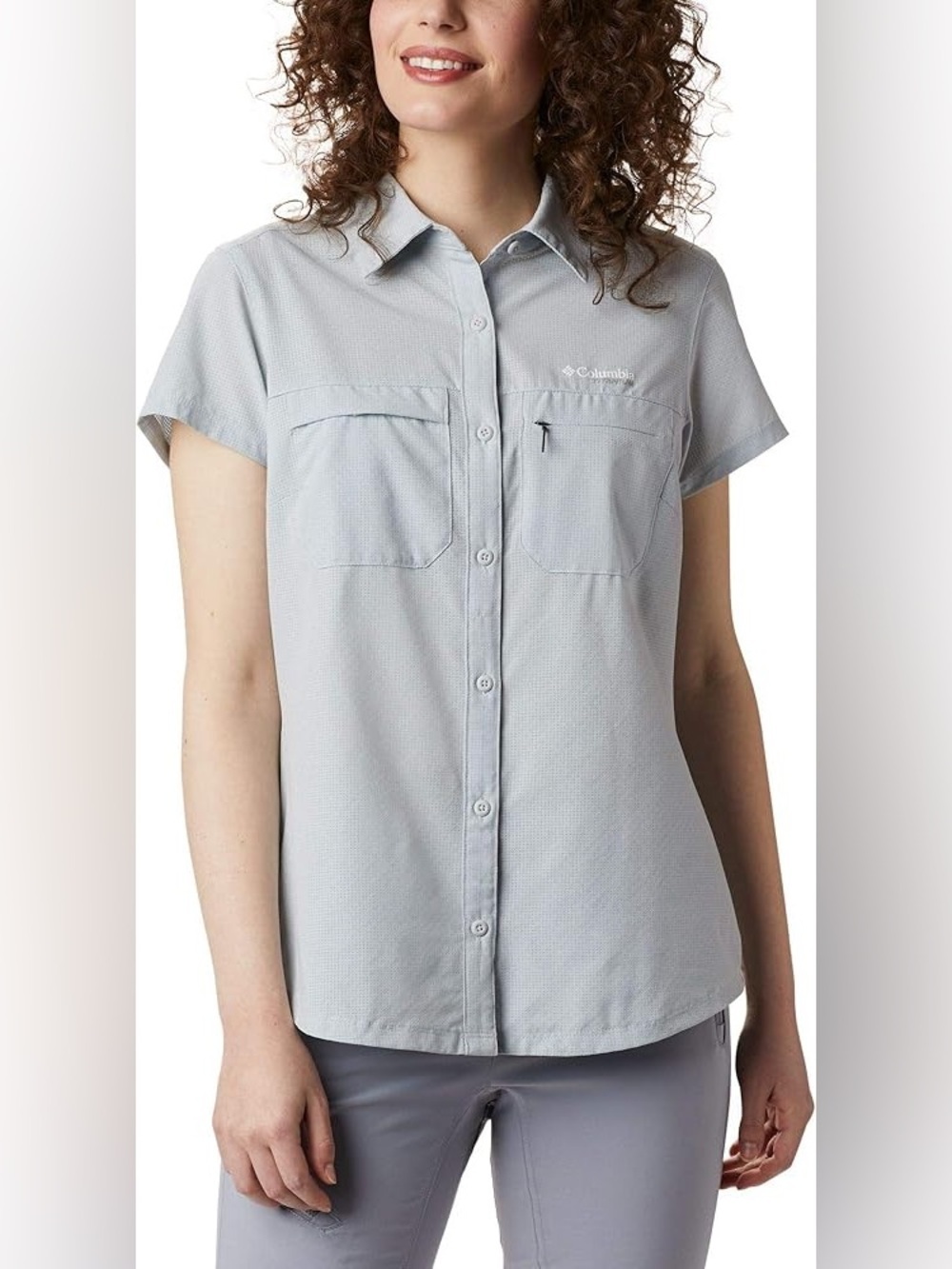 New Columbia Titanium Irico Short Sleeve Shirt Women Large Vented Outdoor Hiking
